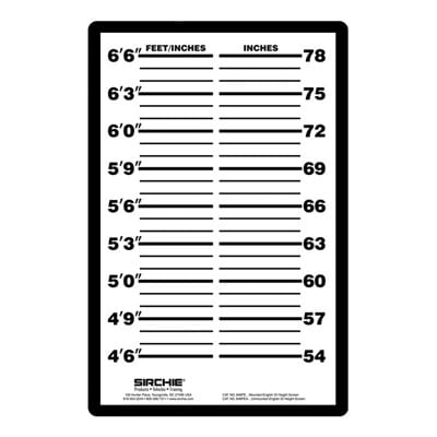 Sirchie English Measurement ID Height Screen (Mounted) 846PE - Tactical & Duty Gear